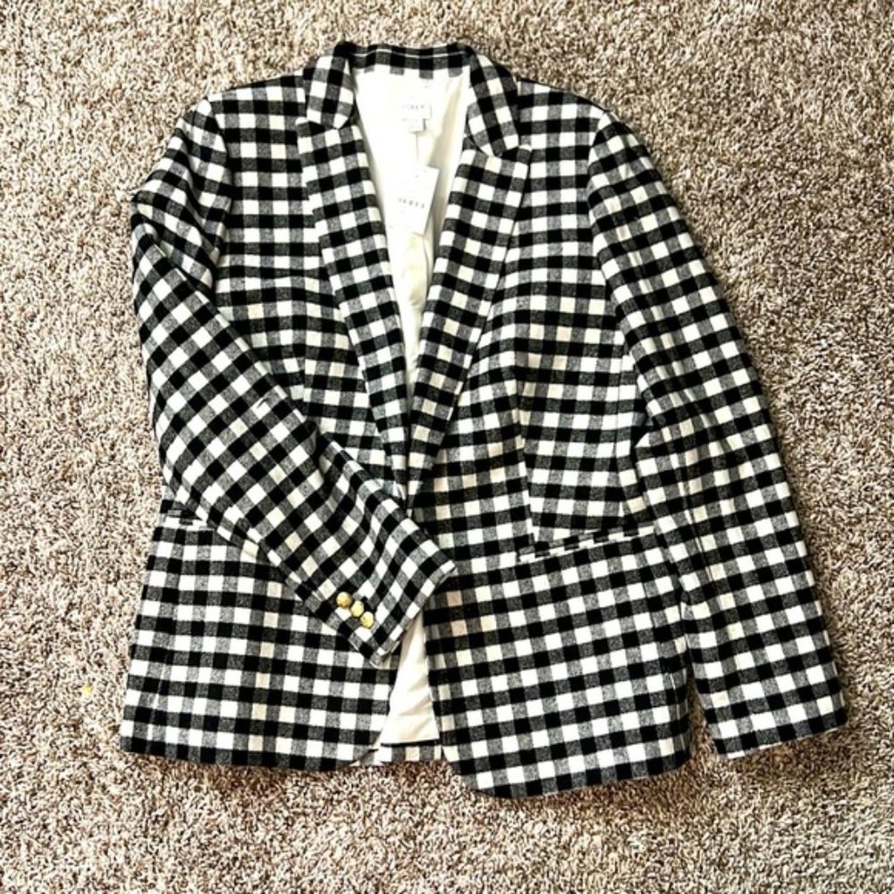JCREW Factory Wool-blend one-button blazer in buffalo check
